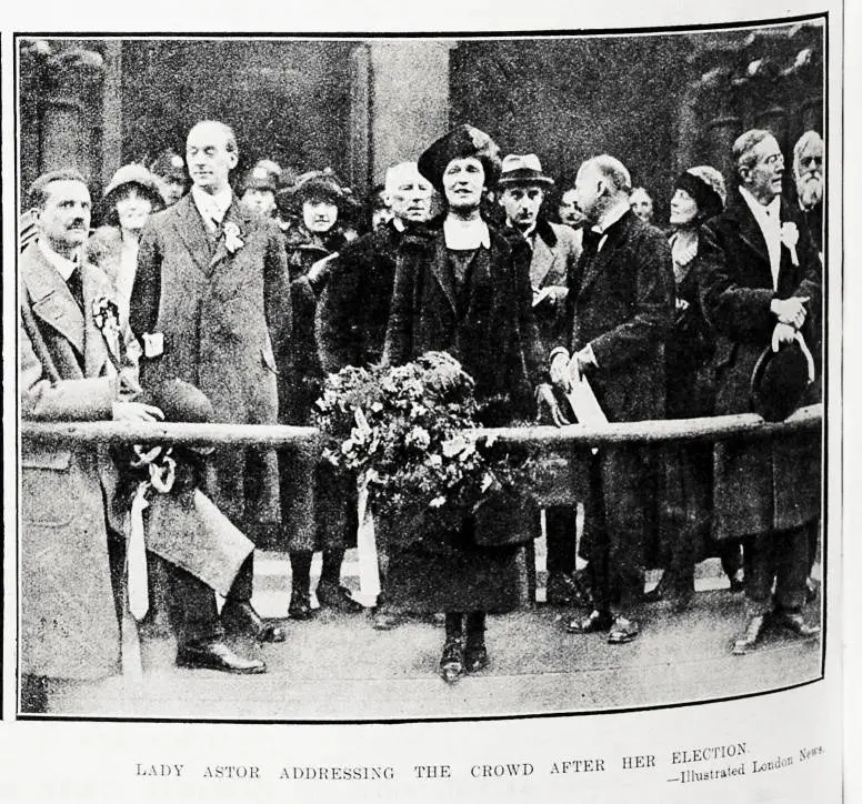 Lady Astor addressing the crowd after her election