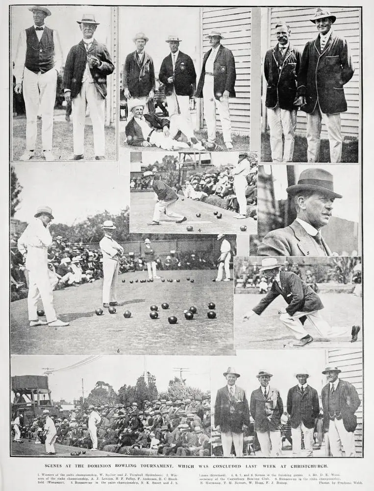 Scenes at the Dominion Bowling Tournament, which was concluded last week at Christchurch