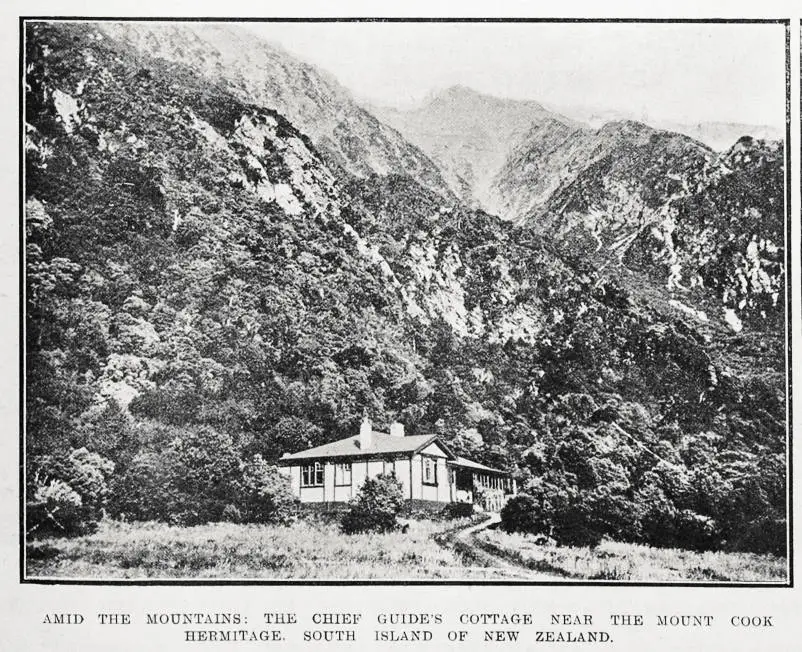 Amid the mountains: the Chief Guide's cottage near the Mount Cook Hermitage, South Island of New Zealand