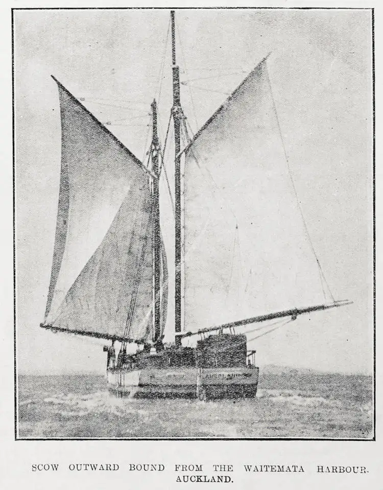 Scow outward bound from the Waitemata Harbour, Auckland