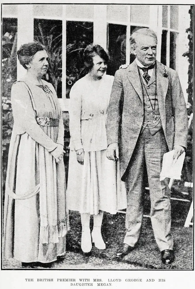 The British Premier with Mrs Lloyd George and his daughter Megan