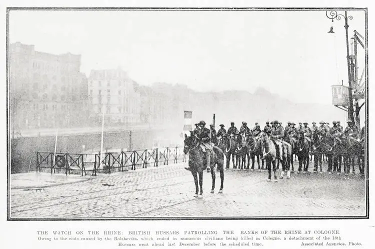 The watch on the Rhine: British Hussars patrolling the banks of the Rhine at Cologne