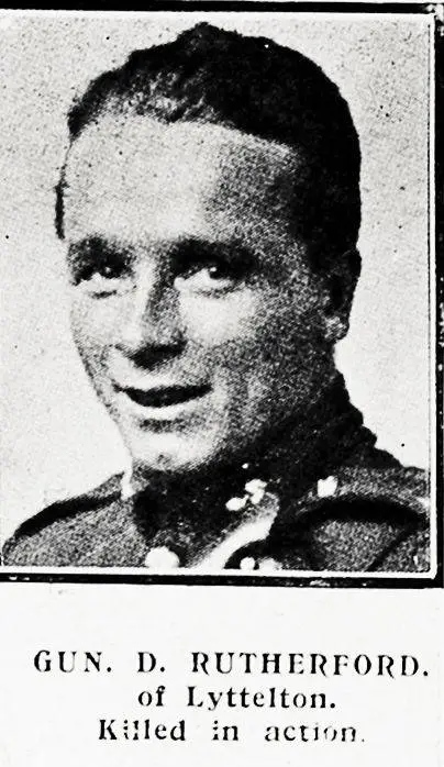 Gun. D. Rutherford, of Lyttelton, killed in action