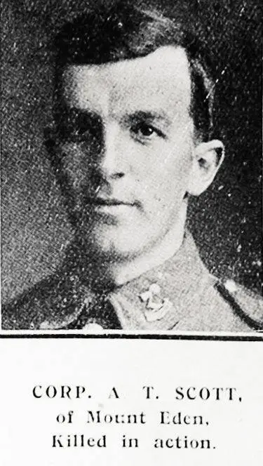 Corp. A. T. Scott, of Mount Eden, killed in action