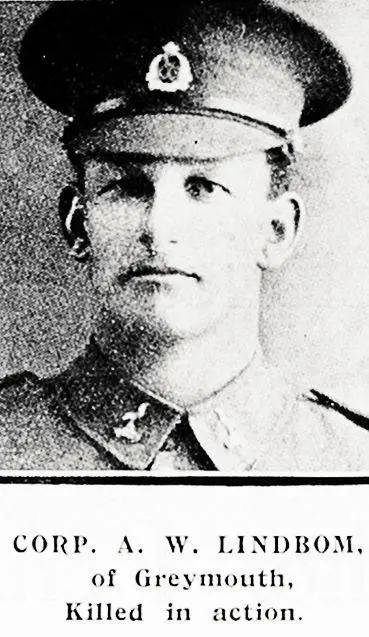 Corp. A. W. Lindbom, of Greymouth, killed in action