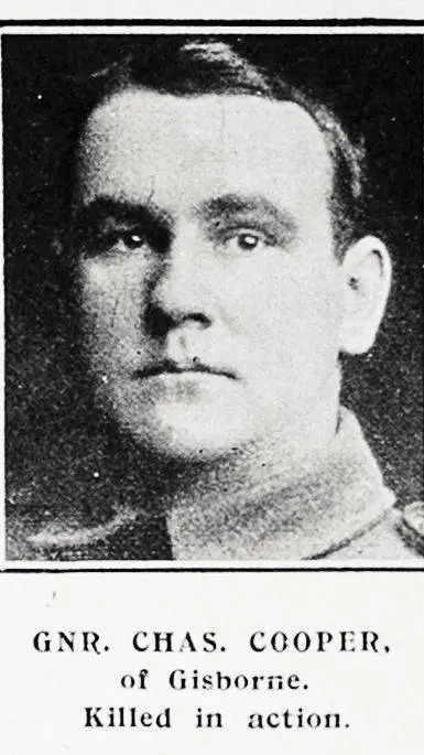 Gnr. Chas. Cooper, of Gisborne, killed in action