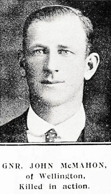 Gnr. John McMahon, of Wellington, killed in action