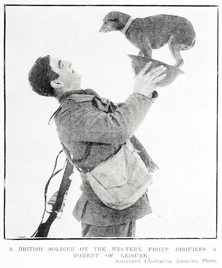 A British soldier on the Western Front beguiles a moment of leisure
