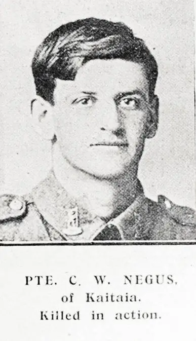 Pte. C. W. Negus, of Kaitaia, killed in action