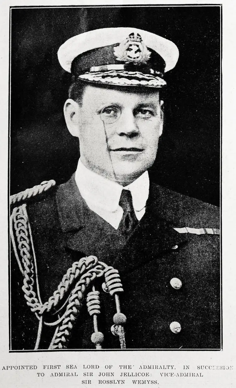 Appointed First Sea Lord of the Admiralty. In succession to Admiral Sir John Jellicoe: Vice-Admiral Sir Rosslyn Wemyss