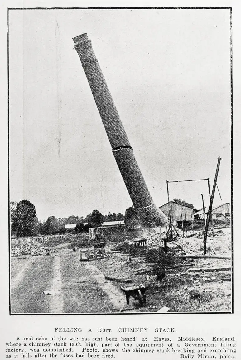 Felling A 130Ft Chimney Stack