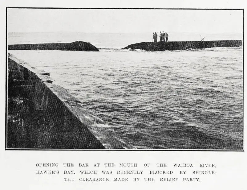 Opening the Bar at the Mouth of the Wairoa River, Hawke's Bay, Which Was Recently Blocked By Shingle