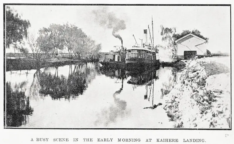 A busy scene in the early morning at Kaihere landing