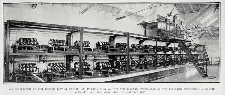 An interior view of the new electric totalisator at the Ellerslie Racecourse