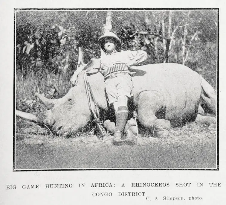 Big game hunting in Africa: a rhinoceros shot in the Congo district