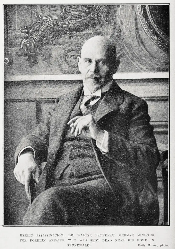 Berlin assassination: Dr. Walter Rathenau, German Minister for Foreign Affairs, who was shot dead near his home in Grunewald