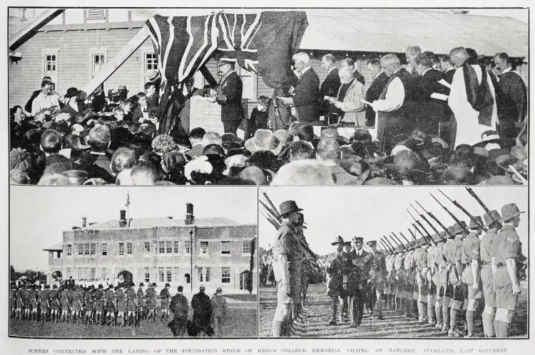 The laying of the foundation stone of King's College Memorial Chapel at Mangere