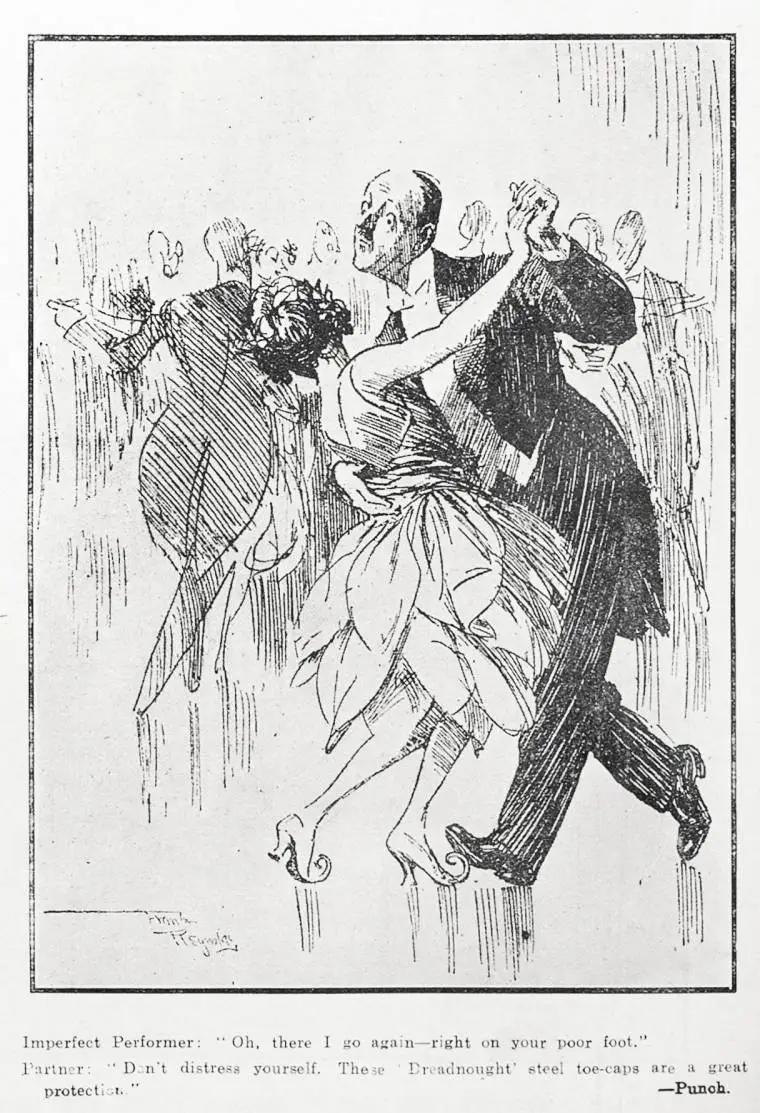 Cartoon: Hazards of ballroom-dancing.