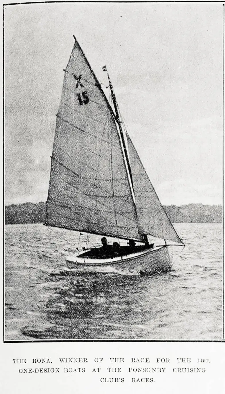 The Rona, winner of the race for 14ft one-design boats at the Ponsonby Cruising Club races