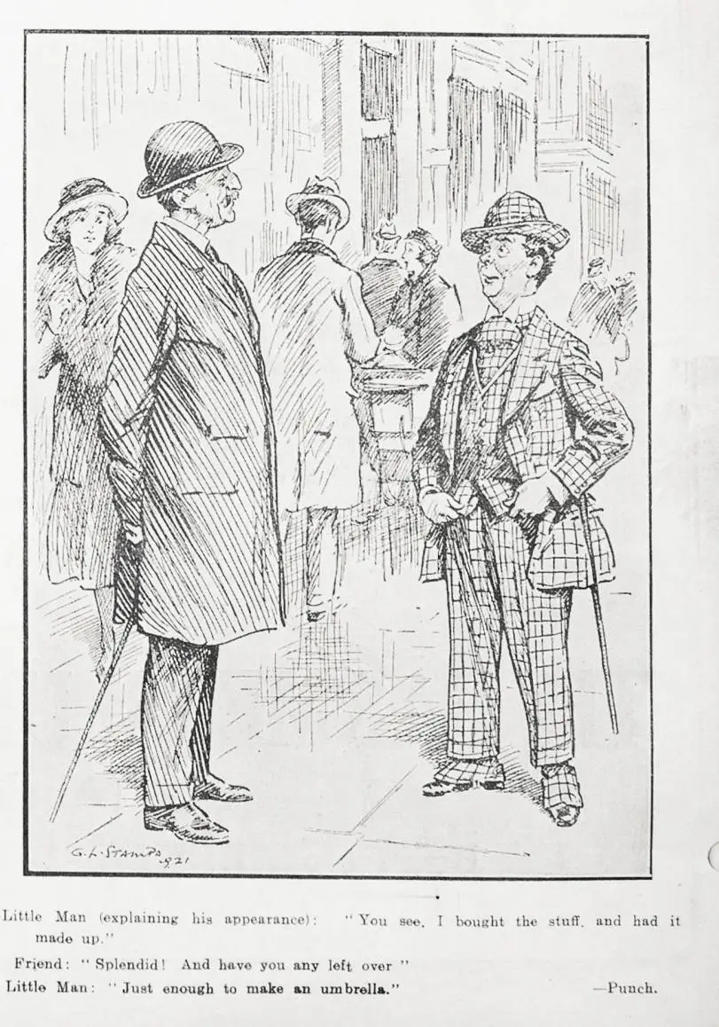 Cartoon: Little man and friend in discussion over his appearance