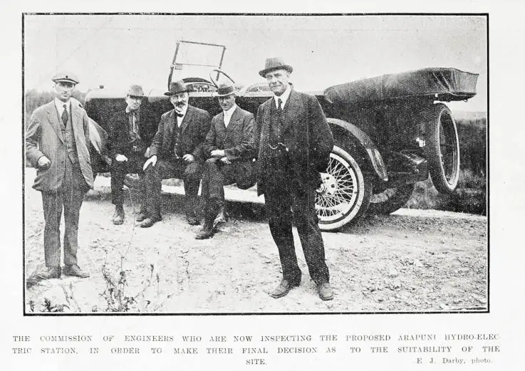 The commission of engineers inspecting the proposed Arapuni hydro-electric station site