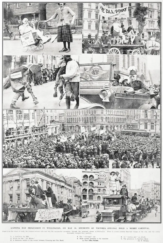 Capping Day Procession In Wellington, on May 29: Students of Victoria College Hold A Merry Carnival