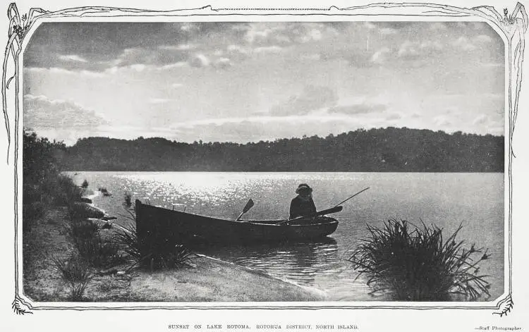 Sunset on Lake Rotoma, Rotorua District, North Island