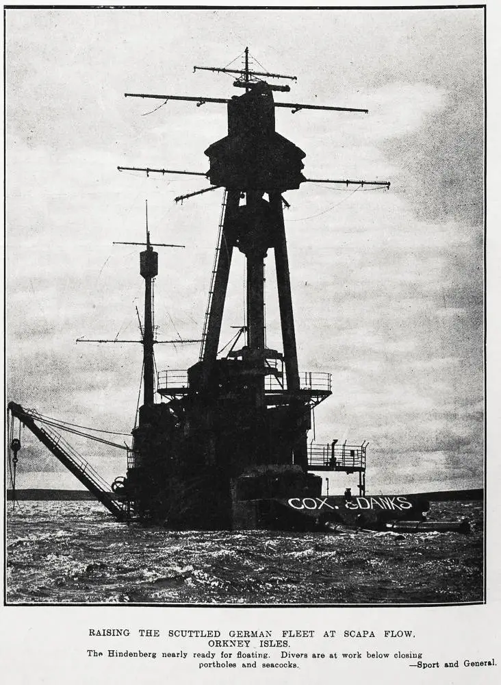 Raising the scuttled German fleet at Scapa Flow, Orkney Isles