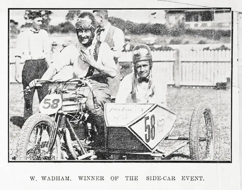 W. Wadham. winner of the side-car event