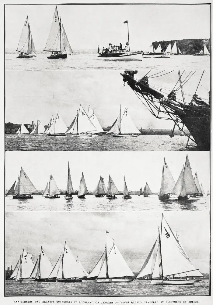 Anniversary Day Regatta snapshots at Auckland on January 29: yacht racing hampered by lightness of breeze