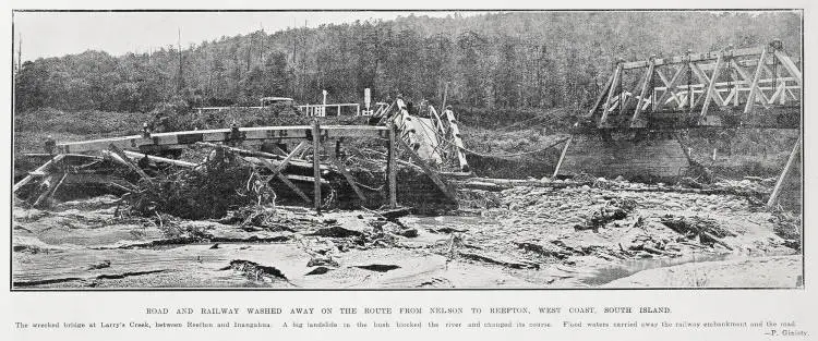 Road and Railway Washed Away on the Route From Nelson To Reefton, West Coast, South Island