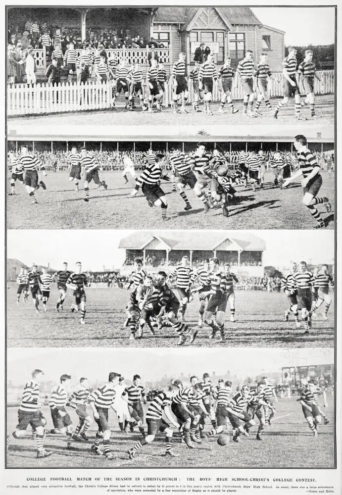 College Football Match of the Season In Christchurch: The Boys' High School-Christ's College Contest