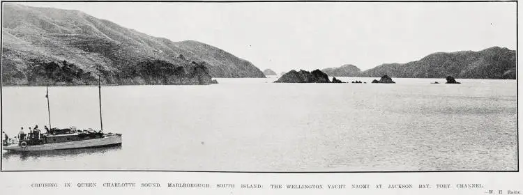 Cruising in Queen Charlotte Sound Marlborough. south island: the wellington yacht Naomi at Jackson Bay Tory Channel