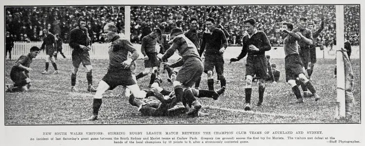 New South Wales visitors: stirring rugby league match between the champion club teams of Auckland and Sydney