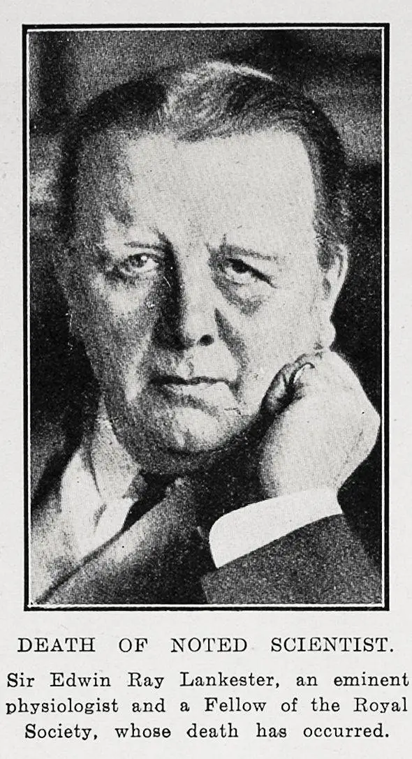 Death of noted scientist: Sir Edwin Ray Lankester