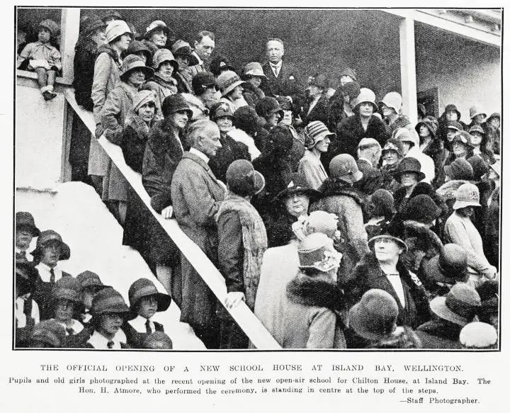 The official opening of a new school house at Island Bay, Wellington