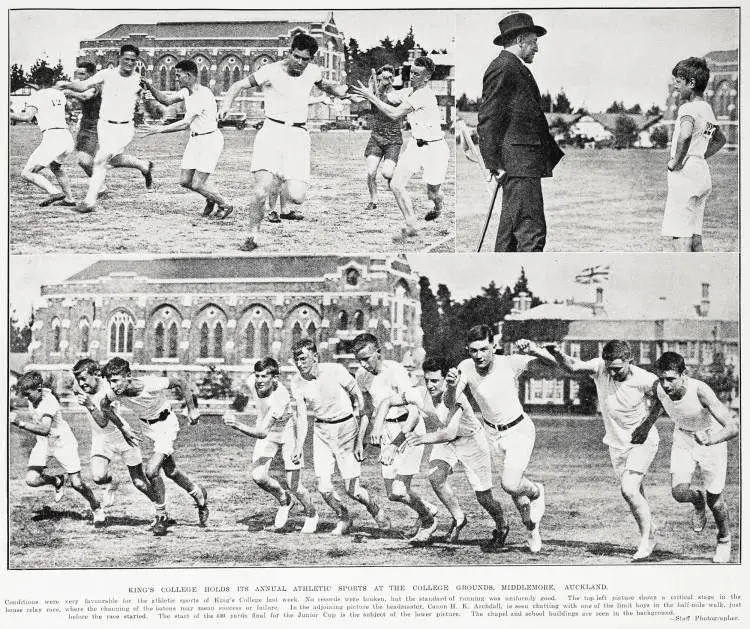 King's College holds its annual athletic sports at the college grounds, Middlemore, Auckland