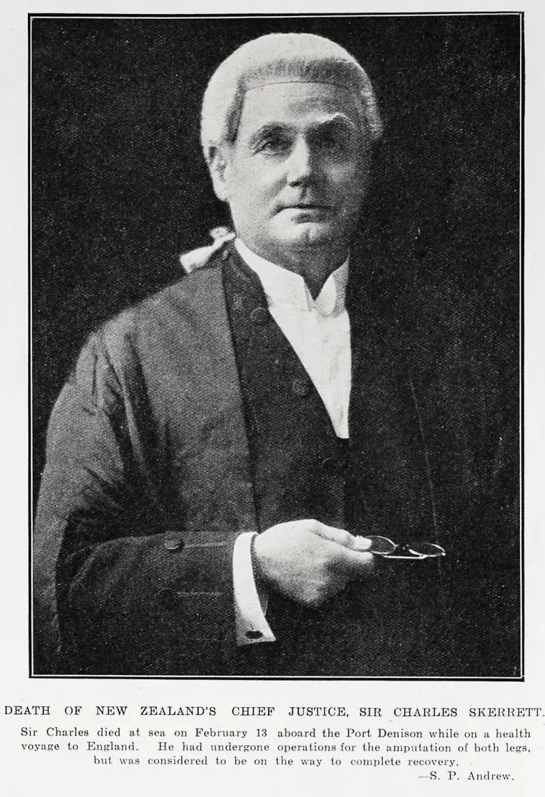 Death of New Zealand Chief Justice, Sir Charles Skerrett