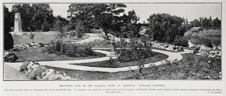 Beautiful park by the Waikato River at Hamilton, Auckland Province