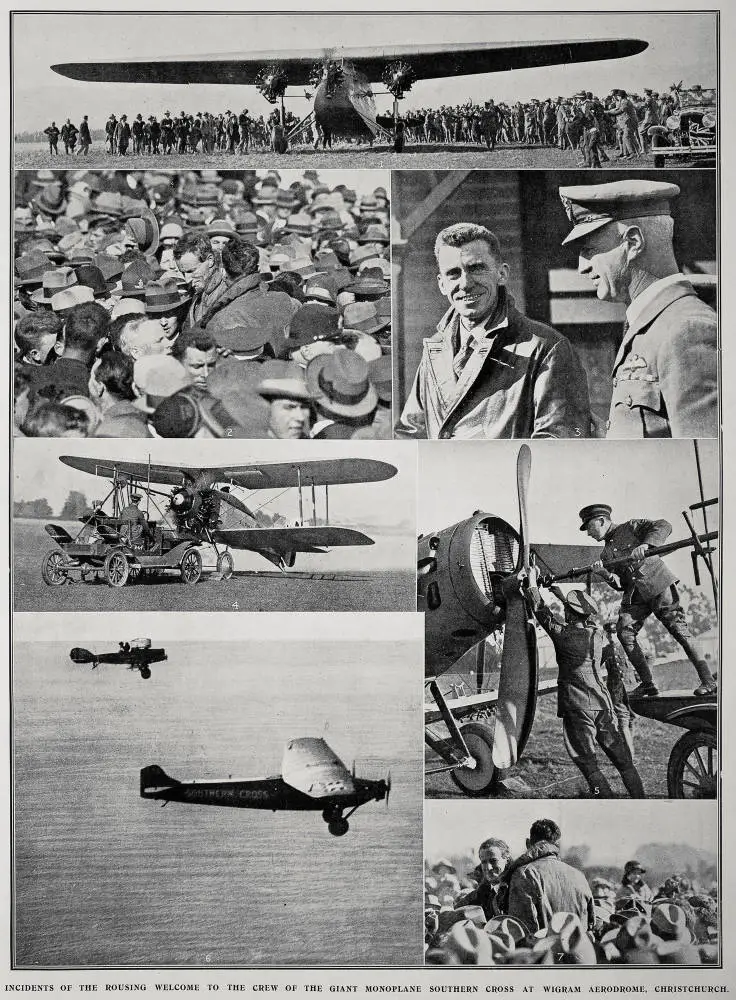 Incidents of the Rousing Welcome to the Crew of the Giant Monoplane Southern Cross At Wigram Aerodrome, Christchurch