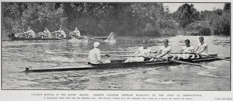 College Rowing in the South Island: Christ's College Defeats Wanganui on the Avon At Christchurch