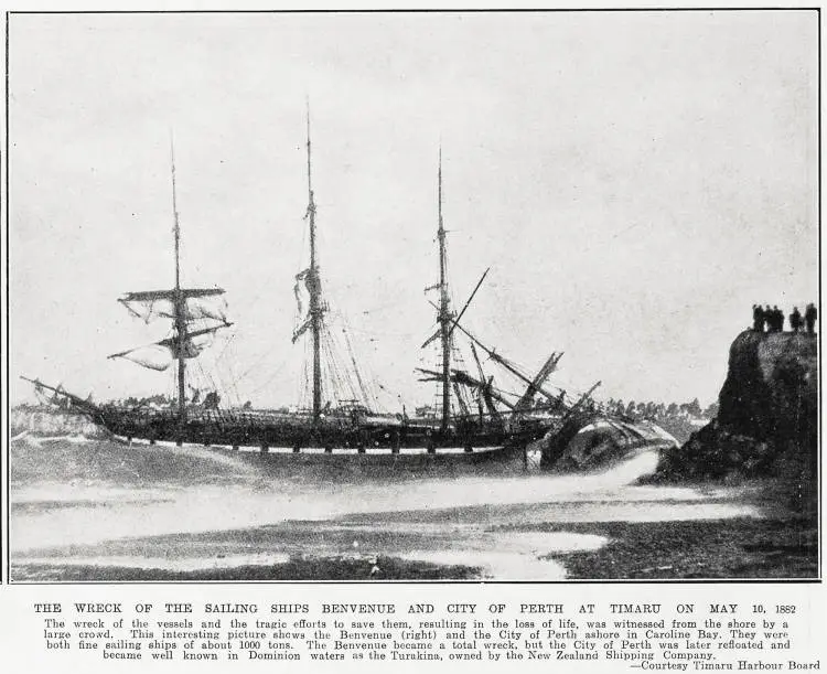 The Wreck of the Sailing Ships Benvenue And City of Perth At Timaru On May 10, 1882