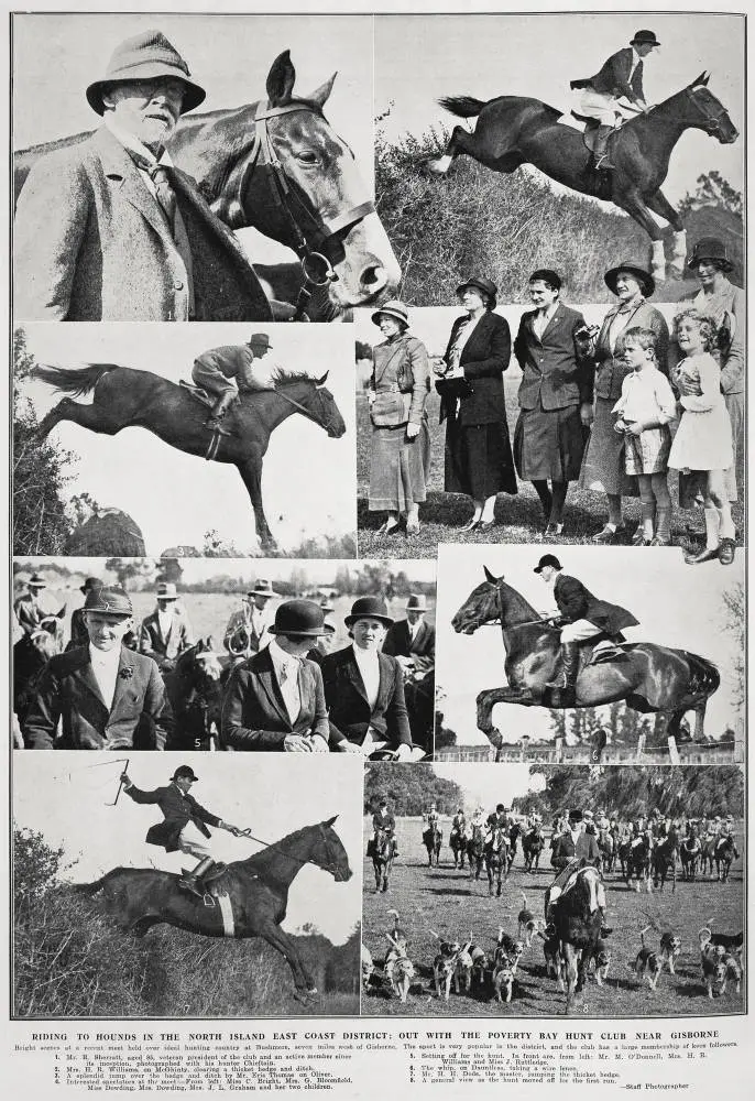Riding to hounds in the North Island East Coast District: out with the Poverty Bay Hunt Club near Gisborne