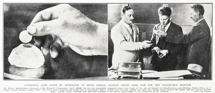 Wonderful gems found by prospector in South African diamond fields: £93,000 paid for two remarkable diamonds