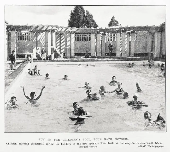 Fun in the children's pool, Blue Bath, Rotorua