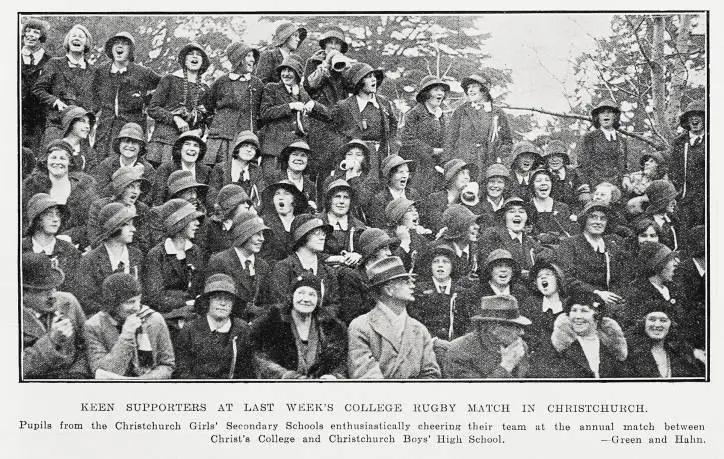 Keen supporters at last week's college rugby match in Christchurch