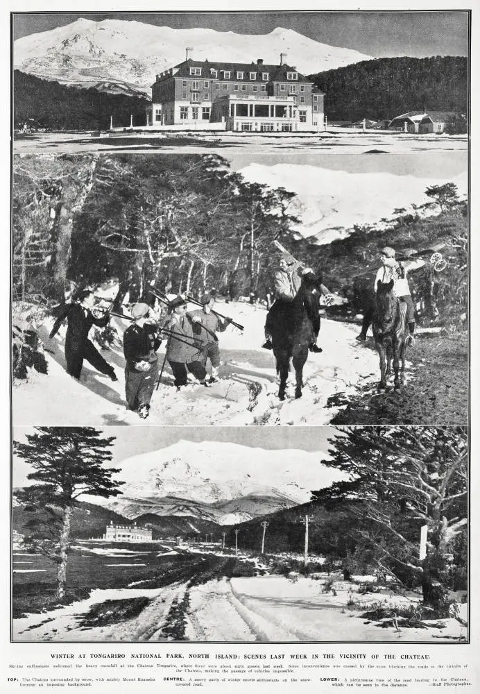 Winter at Tongariro National Park, North Island: scenes last week in the vicinity of the Chateau
