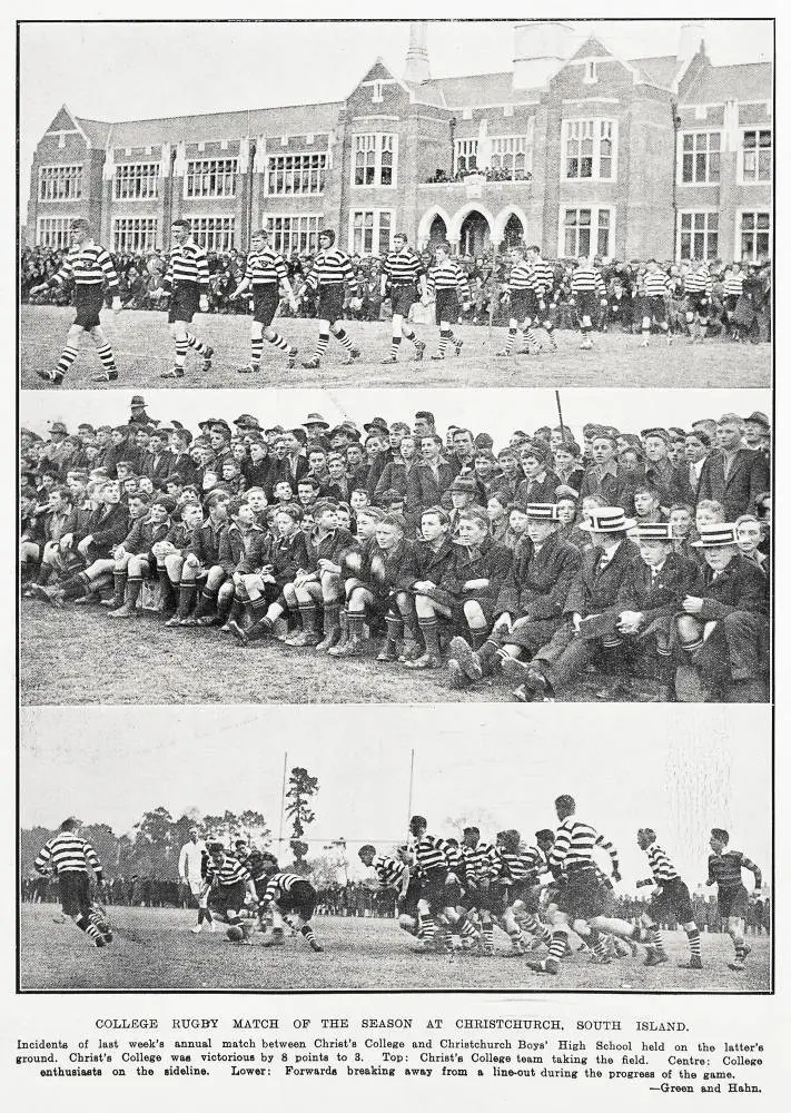 College rugby match of the season at Christchurch, South Island