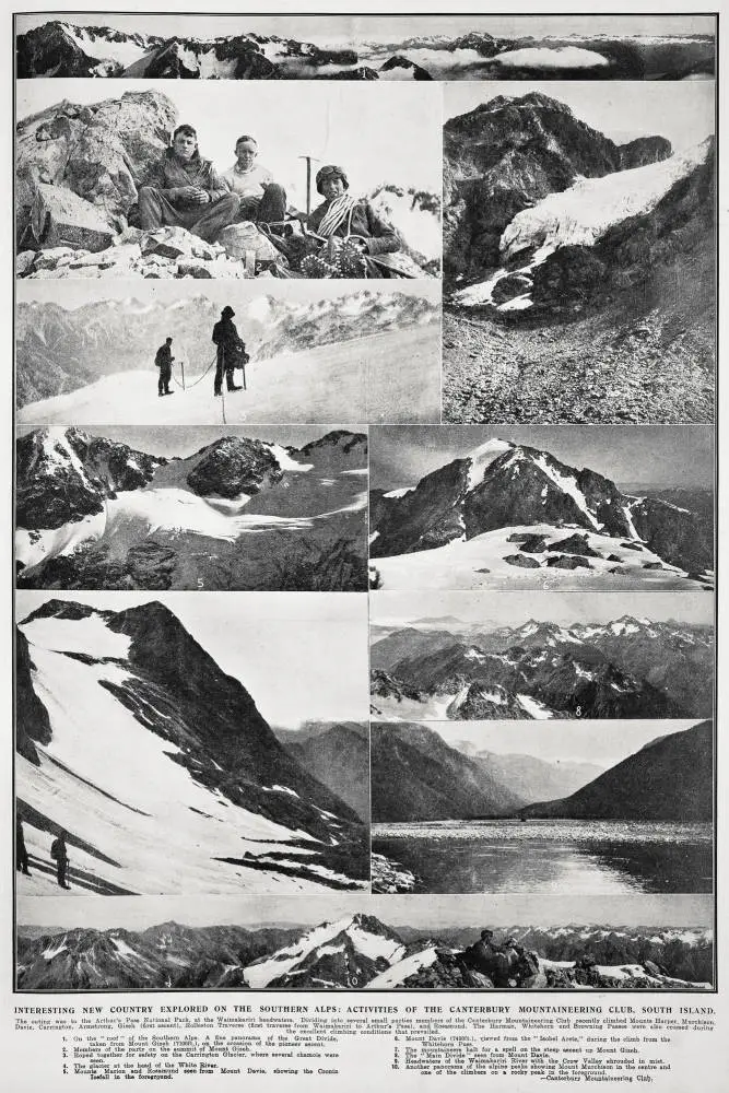 Interesting new country explored on the Southern Alps: activities of the Canterbury Mountaineering Club, South island