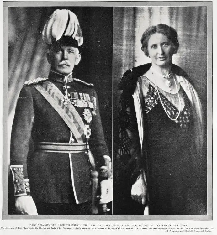 'Bon voyage': the Governor General and Lady Alice Fergusson leaving for England at the end of this week
